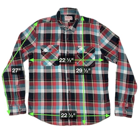 True Religion Men’s Red Multicolor Plaid Shirt Flannel Long Sleeve Size 2XL - Picture 9 of 9